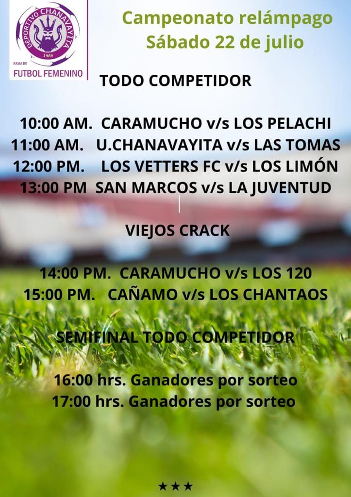 Campeonato Relampago Futbol Femenino Programa