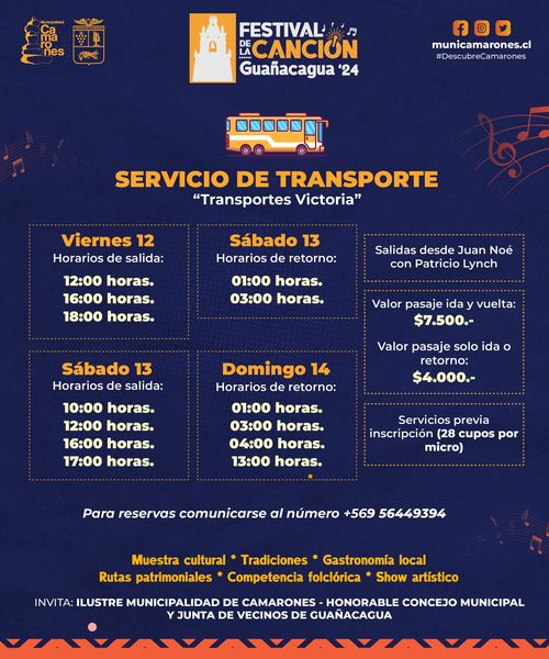 Festival de la Canción de Guañacagua 2024 Transporte