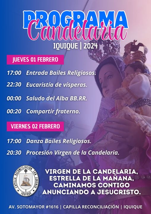 Festividad Virgen de la Candelaria 2024 Iquique Programa