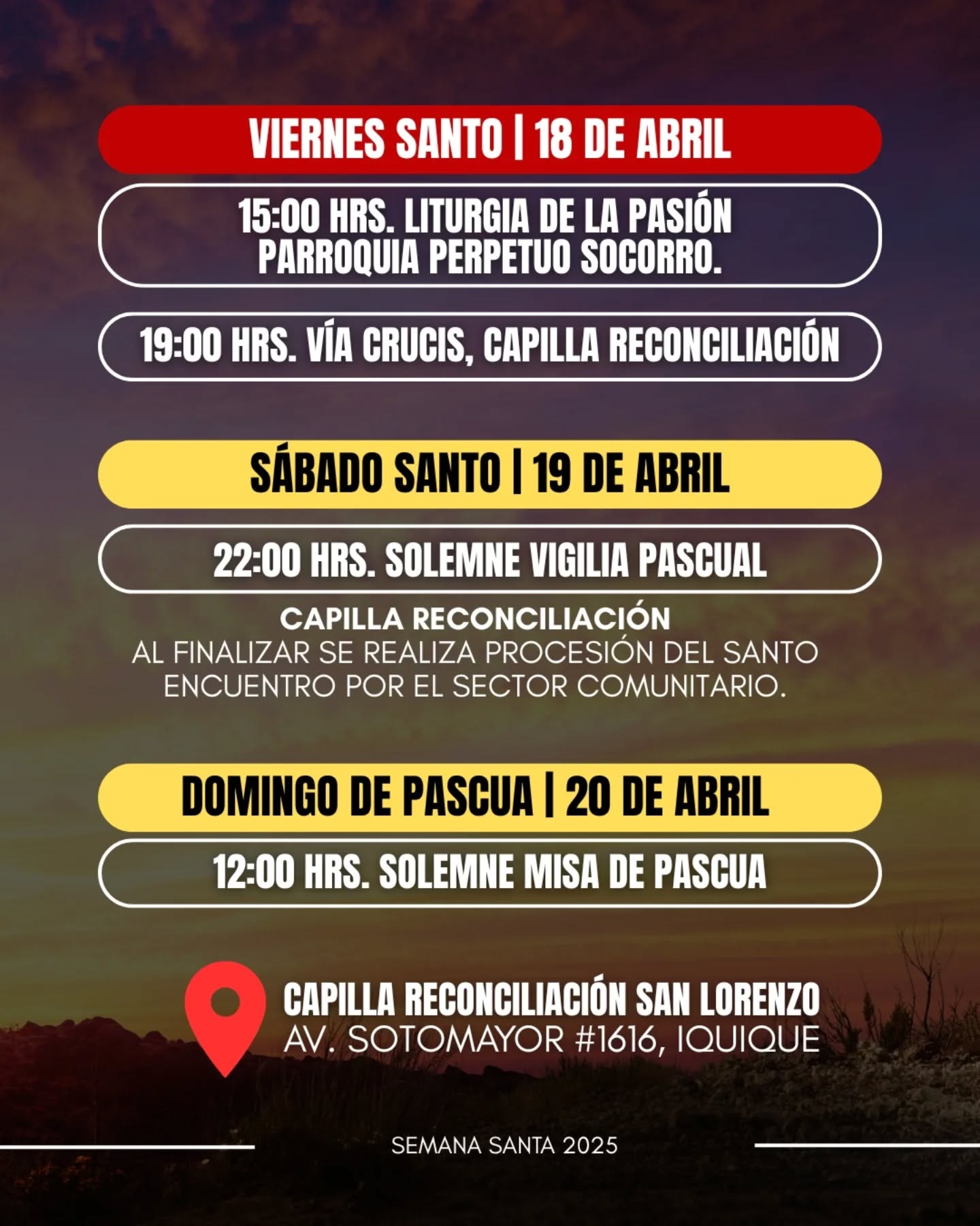 Semana Santa 2025 en Capilla San Lorenzo de Iquique