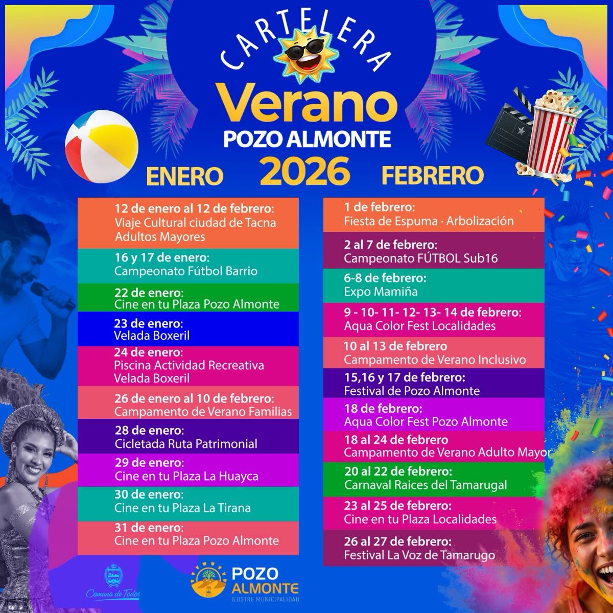 Cartelera Verano 2026 Pozo Almonte