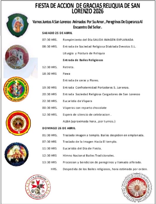Fiesta de Acción de Gracias Reiliquia de San Lorenzo 2026