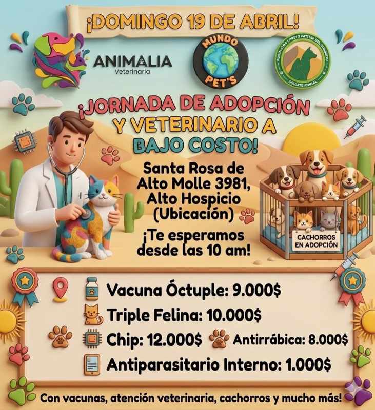 Jornada de adopción y atención veterinaria a bajo costo