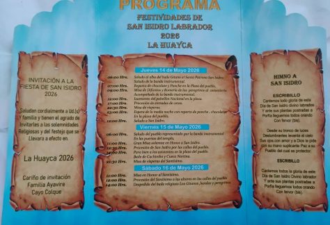 Festividades San Isidro Labrador 2026 La Huayca