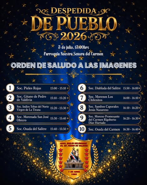 Despedida del Pueblo 2026 orden