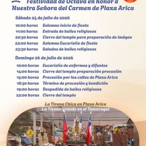 Programación 2026 Octava Virgen del Carmen en Plaza Arica de Iquique
