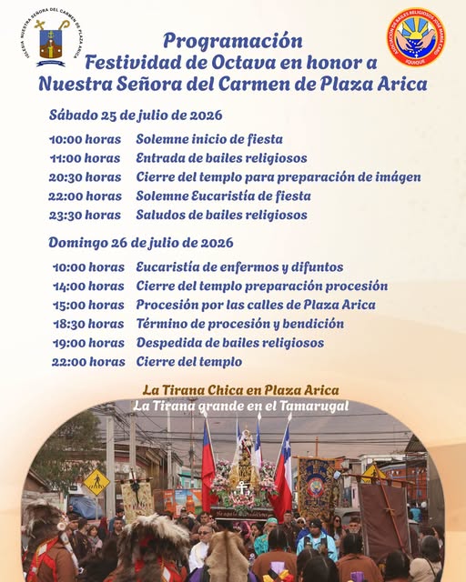 Programación 2026 Octava Virgen del Carmen en Plaza Arica de Iquique
