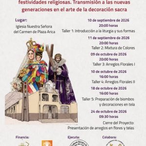 Talleres de ornamentación en telas y flores para festividades religiosas